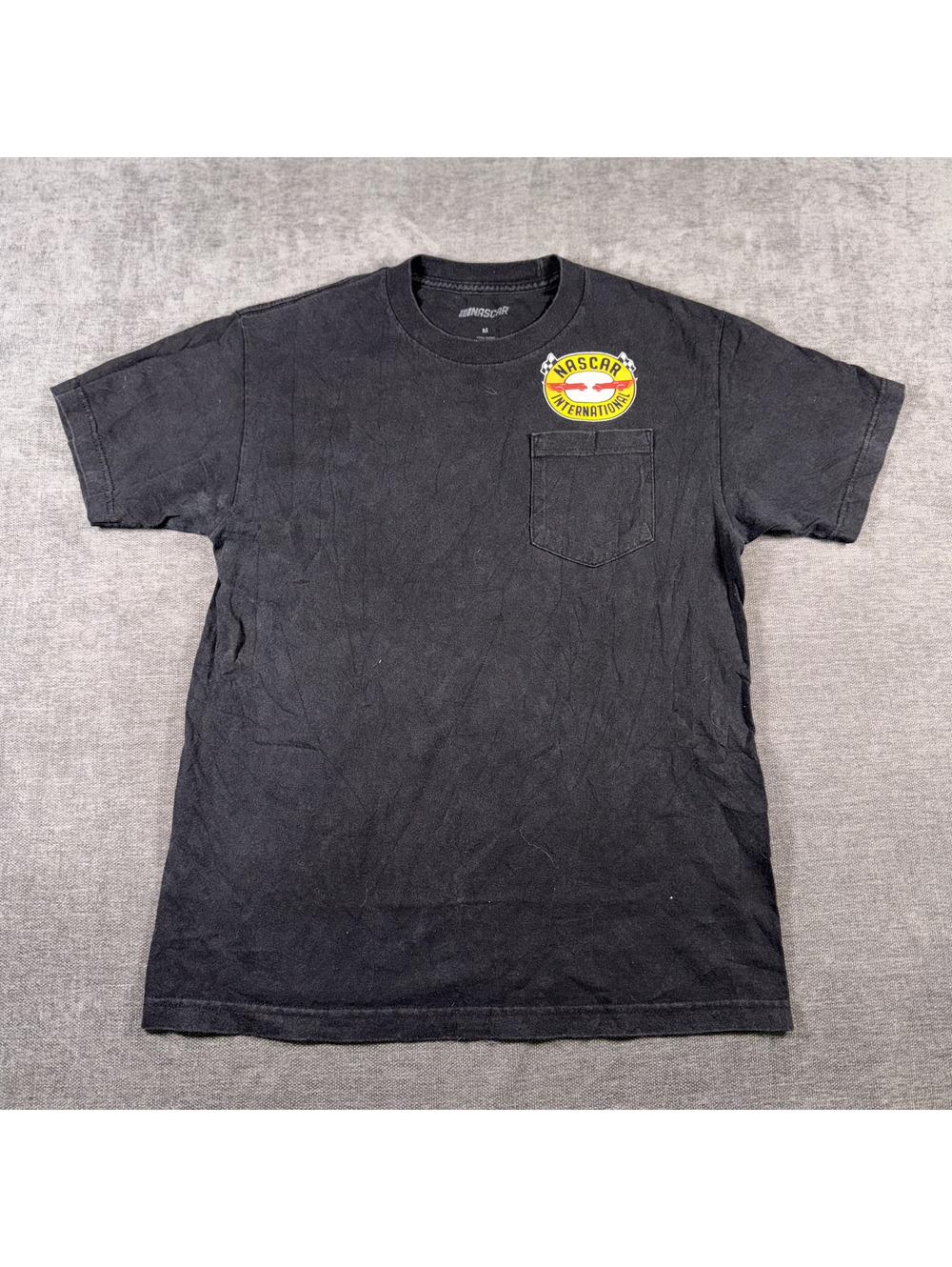 NASCAR International Black Graphic T-Shirt with Pocket, Size Medium